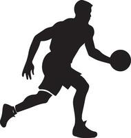 basketboll spelare vektor silhuett, en basketboll spelare spelar på de fält 7