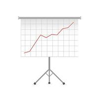 Beamer Bildschirm mit Geschäft Diagramm Graph. Vektor Illustration.