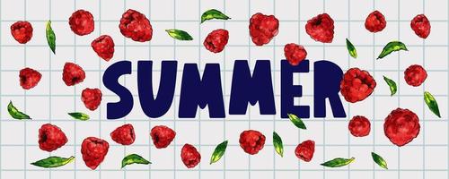 sommar försäljning banner med frukter hallon bär brev vektor
