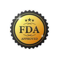 FDA genehmigt Gold Gummi Briefmarke auf Weiß Hintergrund. realistisch Objekt. Vektor Illustration.