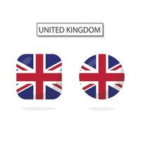 flagga av Storbritannien 2 former ikon 3d tecknad serie stil. vektor