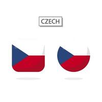 Flagge von Tschechisch 2 Formen Symbol 3d Karikatur Stil. vektor