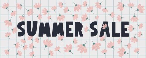 sommar försäljning banner med blommor brev vektor