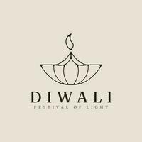 Diwali Linie Kunst Logo Vektor Illustration mit minimalistisch Design. Festival von Licht Symbol.