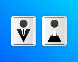 Toilette Tür Teller Symbol. Männer, Frauen Toilette. Vektor Illustration.
