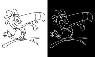Hand gezeichnet Vogel Karikatur Färbung Buch Illustration vektor