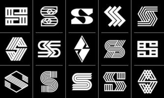 modern platt linje första s brev logotyp design bunt vektor