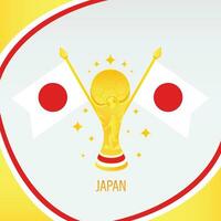 guld fotboll trofén kopp och japan flagga vektor