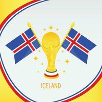 guld fotboll trofén kopp och island flagga vektor