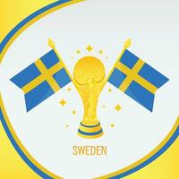 Gold Fußball Trophäe Tasse und Schweden Flagge vektor