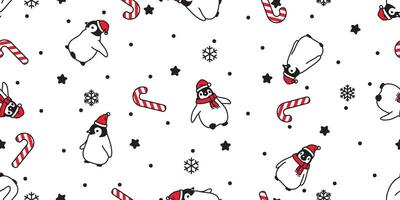 Pinguin nahtlos Muster Weihnachten Vektor Santa claus Hut Süßigkeiten Stock Schal isoliert wiederholen Hintergrund Fliese Hintergrund Karikatur Charakter Illustration Design