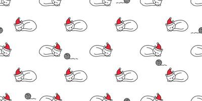 Katze nahtlos Muster Weihnachten Vektor Santa claus Hut Kätzchen Schlafen Karikatur Schal isoliert wiederholen Hintergrund Fliese Hintergrund Illustration Gekritzel Design