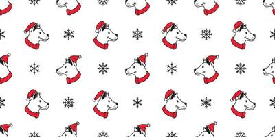 hund sömlös mönster jul vektor santa claus hatt snöflinga scarf isolerat tecknad serie upprepa bakgrund bricka tapet illustration design