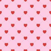 röd hjärta valentine kärlek rosa diagonal prickad linje sömlös tecknad serie illustration använda sig av för design. matt, trasa, textur, scarf, omslag papper. vektor