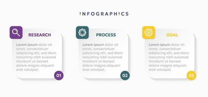 modern Geschäft Infografik Vorlage mit 3 Optionen oder Schritte Symbole. vektor