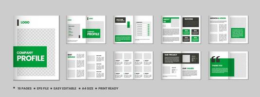 Unternehmen Profil, Mehrere Seiten Flyer Broschüre, 16 Seiten Portfolio Zeitschrift, jährlich Bericht, Katalog und a4 Mehrere Seiten Vorlage Design vektor