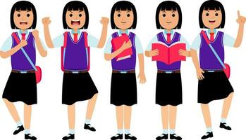 Mädchen Schüler tragen Uniform vektor