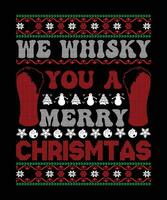 wir Whiskey Sie ein fröhlich Weihnachten T-Shirt Design vektor