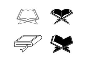 Koranen heliga bok ikon uppsättning designmall vektor