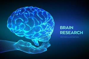 hjärna. mänsklig hjärnforskning. 3d vetenskap och teknik koncept. vektor