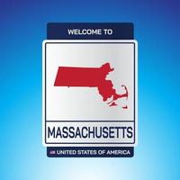 skylt USA med meddelande, Massachusetts och karta vektor