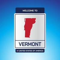 skylt USA med meddelande, vermont och karta vektor