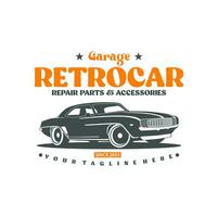 Jahrgang oder retro oder klassisch Auto Logo Design Vektor Illustration. retro Emblem von Auto Reparatur Wiederherstellung und Verein Design Element.