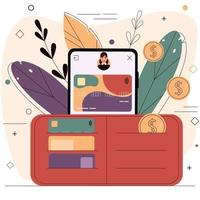 E-Wallet-Konzeptillustration. vektor