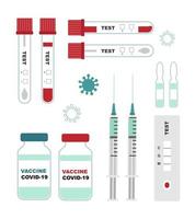 Tests und Impfstoff gegen Covid-19-Vektorillustration vektor