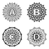 Set kreisförmiges Muster in Form von Mandala mit Blume vektor