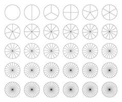 diagram samling. paj diagram. sektorer dela upp de cirkel på likvärdig delar. uppsättning av pizza diagram. segment infografik. diagram hjul delar. presentation mall element från 1 till 30 segment. vektor. vektor