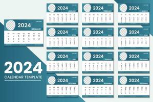 minimalistisch Schreibtisch Kalender 2024 Vorlage vektor