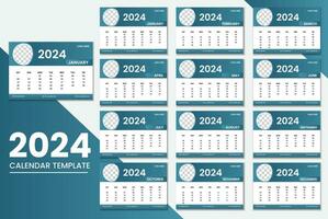 minimalistisk skrivbord kalender 2024 mall vektor