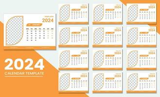 minimalistisch Schreibtisch Kalender 2024 Vorlage vektor