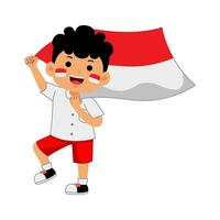 flicka barn fira indonesien oberoende dag vektor