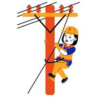 ung kvinna elektriker vektor illustration