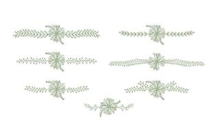 uppsättning av hand dragen blomma och blommig blad bukett linje delare dekoration. vektor frodas element för bröllop eller skönhet, estetisk och brud stil relaterad design