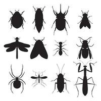 Sammlung von Silhouetten Insekt Spezies. Vektor Illustration