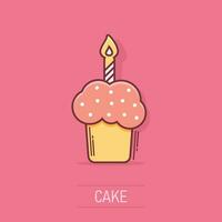 Cartoon-Geburtstagstorte-Symbol im Comic-Stil. frischer kuchen muffin zeichen illustration piktogramm. Cupcake-Geschäftskonzept. vektor