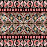 Ikat Blumen- Paisley Stickerei auf schwarz hintergrund.geometrisch ethnisch orientalisch Muster traditionell.aztekisch Stil abstrakt Vektor illustration.design zum textur, stoff, kleidung, verpackung, dekoration, teppich.