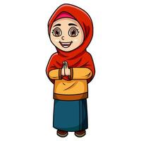 Illustration von glücklich Muslim Frau Karikatur vektor