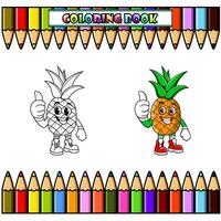 Karikatur Ananas geben Daumen oben zum Färbung Buch vektor