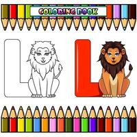 illustration av l brev för lejon för färg bok vektor