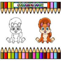 süß Baby Eichhörnchen Karikatur Sitzung zum Färbung Buch vektor