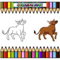 tecknad serie buffel för färg bok vektor