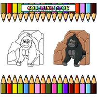Gorilla kam aus von das Höhle zum Färbung Buch vektor