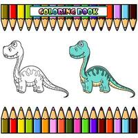 tecknad serie bebis brontosaurus dinosaurie för färg bok vektor