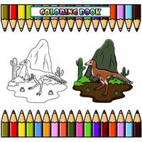 Karikatur mononykus im das Urwald zum Färbung Buch vektor