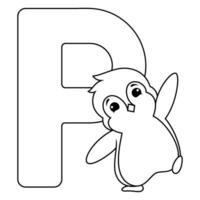 Illustration von p Brief zum Pinguin vektor