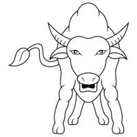 tecknad serie buffel isolerat på linje konst vektor